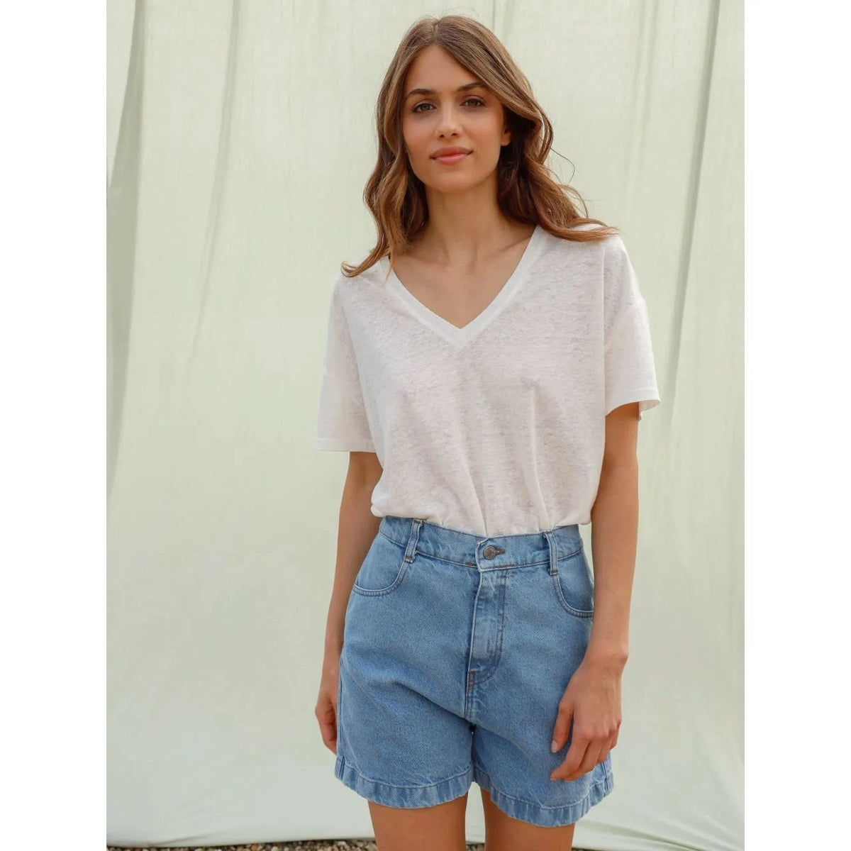 Indi and Cold Ladies Sleeveless Linen Tank Top - Indigo