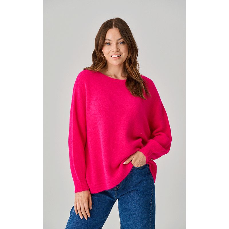 Luella Ladies Bettina Long Alpaca Jumper - Dark Fuchsia