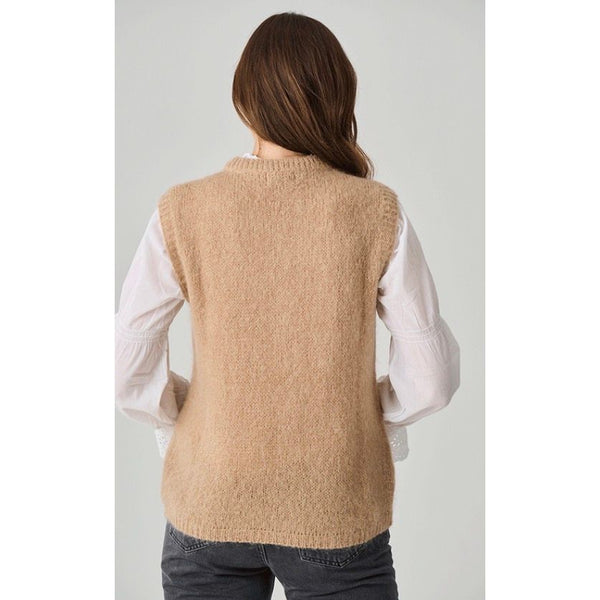 Luella Ladies Carmel Mohair Knit Round Neck Tank Top In Toffee