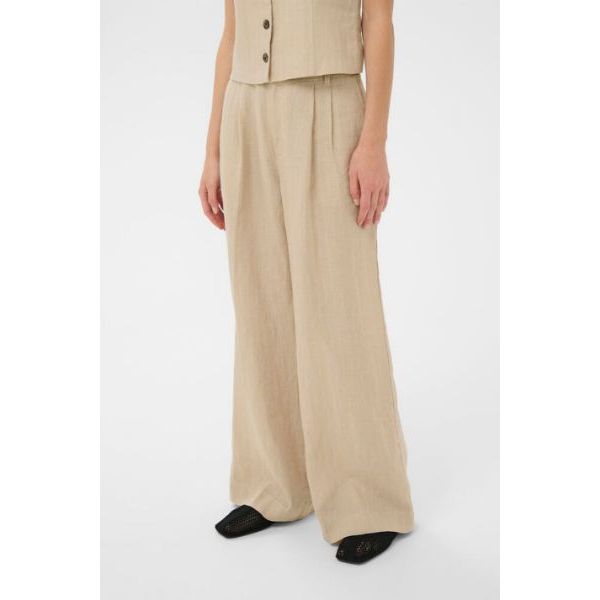 Part Two AliyaPW Trousers - Neutral Pinstripe / Brown