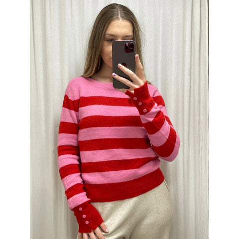 Ellie and Bea Ladies Boat Neck Striped Jumper