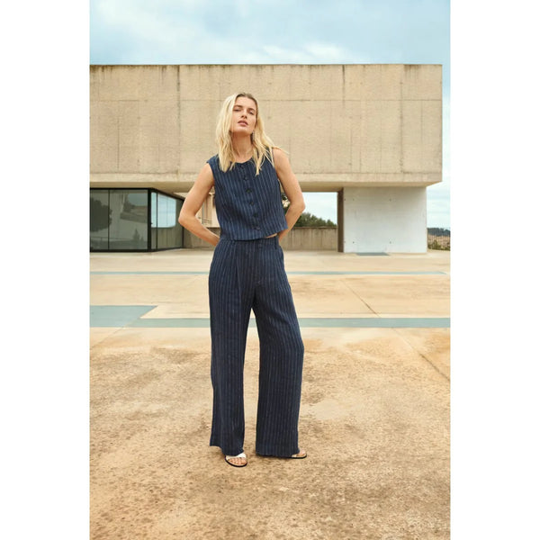 Part Two AliyaPW Trousers - Blue Nights Pinstripe