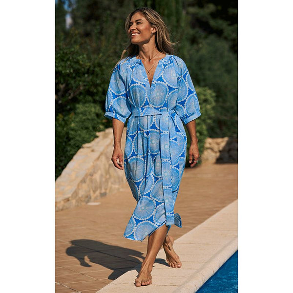 Luella Ladies Antibes Cotton Dress - Pattern Blue