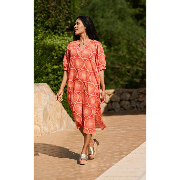 Luella Ladies Antibes Cotton Dress - Pattern Coral