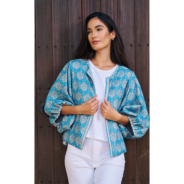 Luella Ladies Bari Jacket Printed Pattern - Denim Blue