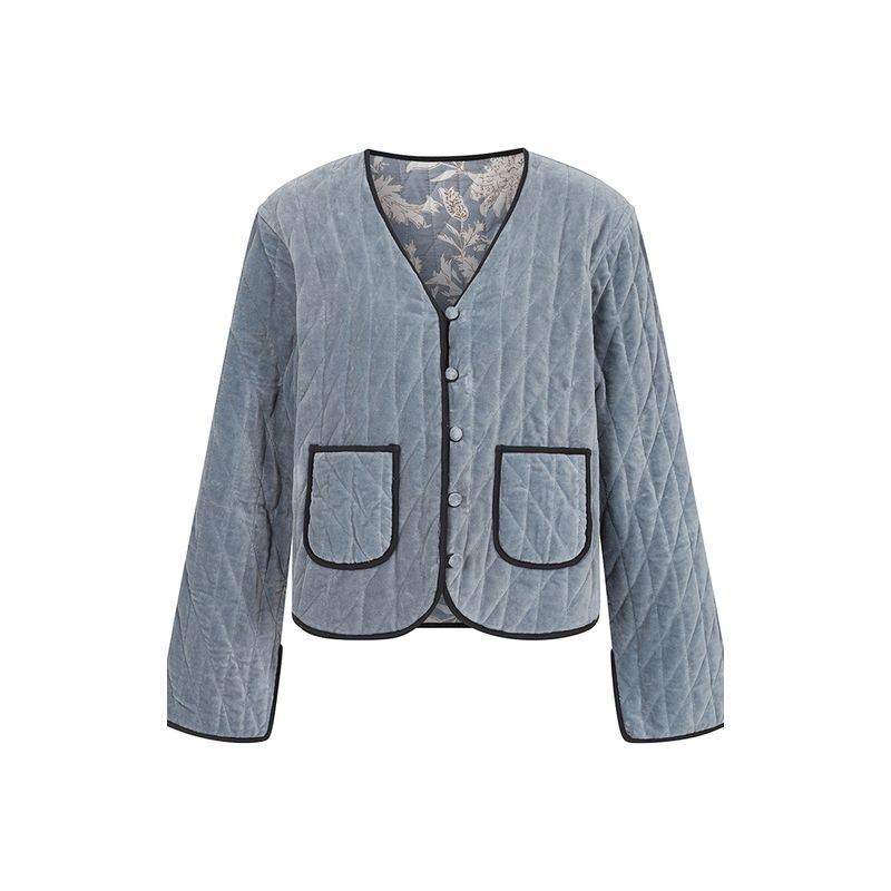 Luella Ladies Reversible Quilted Velvet Jacket - Light Blue