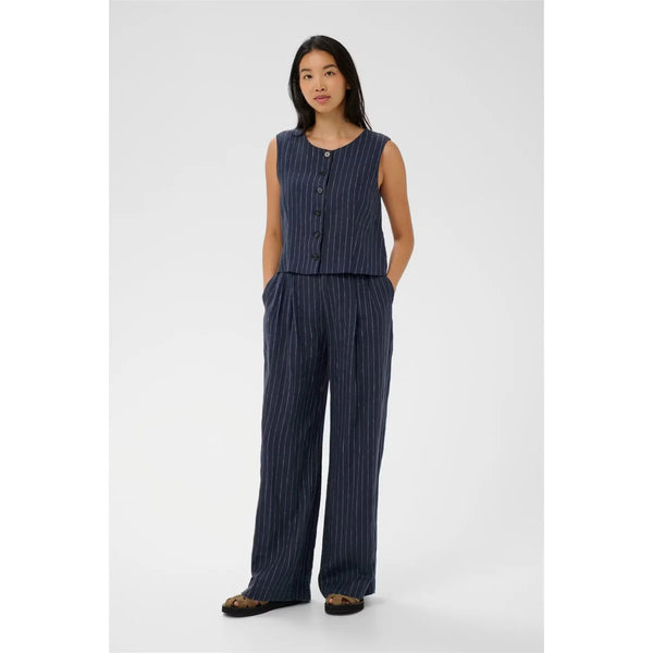 Part Two AliyaPW Trousers - Blue Nights Pinstripe