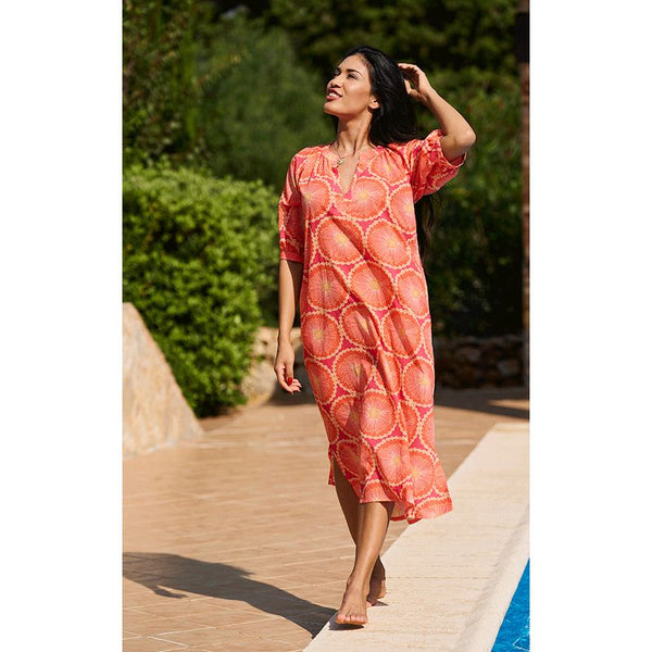Luella Ladies Antibes Cotton Dress - Pattern Coral