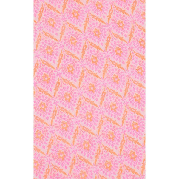 Luella Ladies Large Cotton Scarf Printed Pattern - Neon Pink/Orange