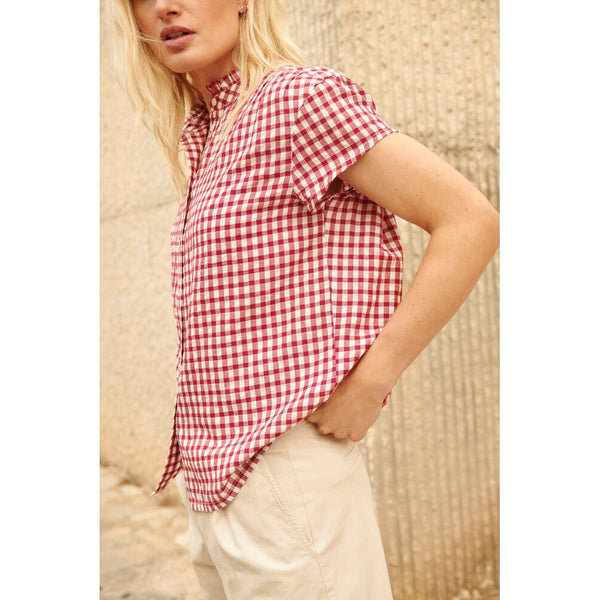 Part Two Ladies Bjanka Blouse - Burnt Russet Check Red
