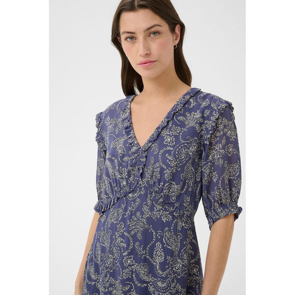 Part Two Ladies Venia Dress - Blue With Light Dot Paisley