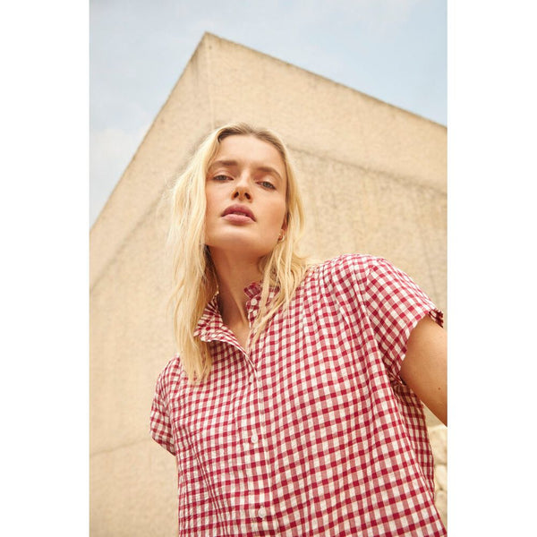 Part Two Ladies Bjanka Blouse - Burnt Russet Check Red