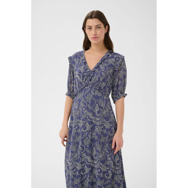 Part Two Ladies Venia Dress - Blue With Light Dot Paisley