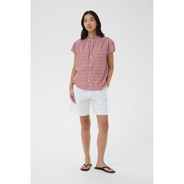 Part Two Ladies Bjanka Blouse - Burnt Russet Check Red