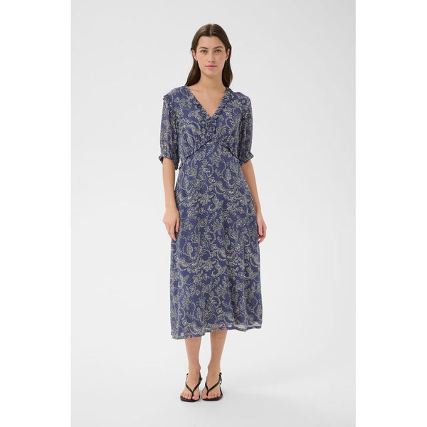 Part Two Ladies Venia Dress - Blue With Light Dot Paisley