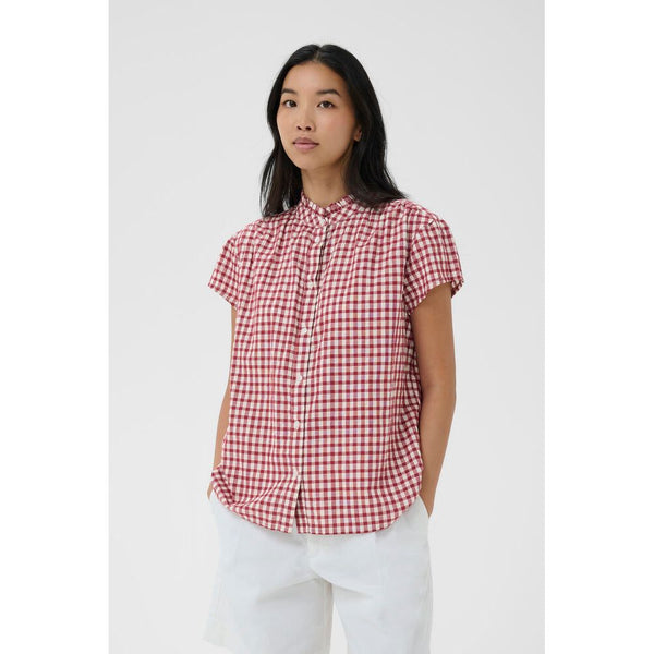 Part Two Ladies Bjanka Blouse - Burnt Russet Check Red