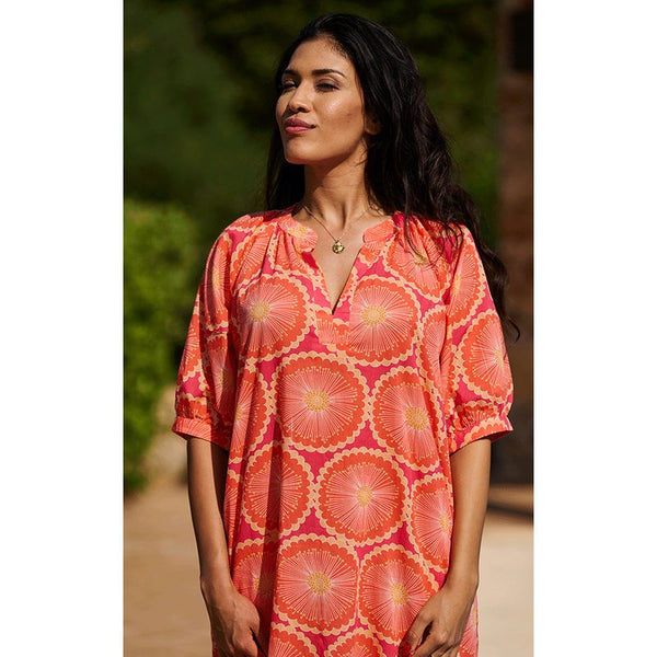 Luella Ladies Antibes Cotton Dress - Pattern Coral