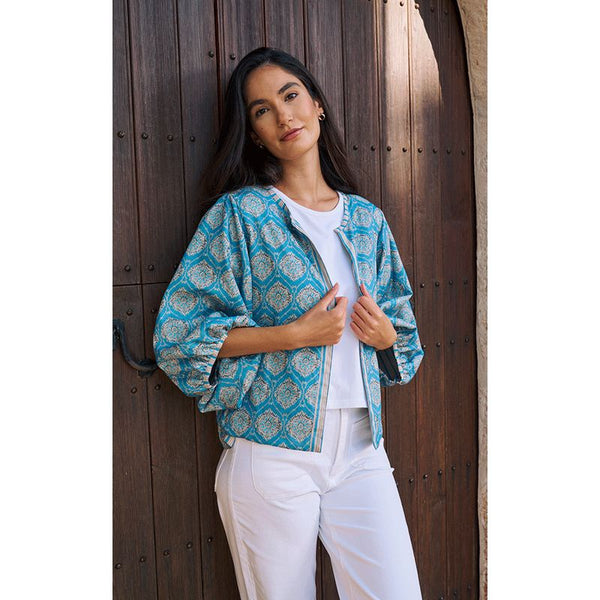 Luella Ladies Bari Jacket Printed Pattern - Denim Blue
