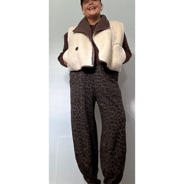 Ellie and Bea Ladies Leopard Barrel Joggers - Multiple Colours