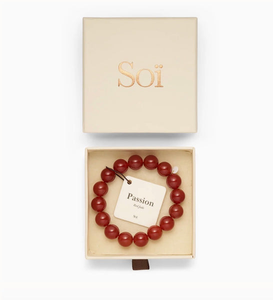 Soi Ladies Chunky Stretch Bracelet - Red Stone