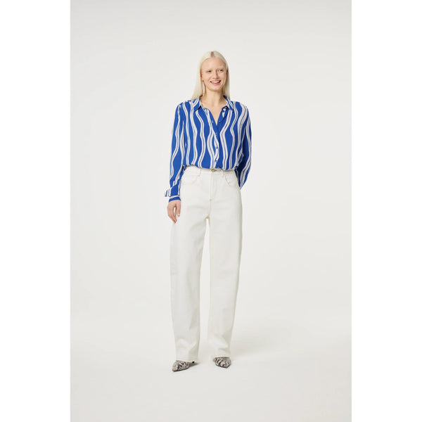 Fabienne Chapot Ladies Coco Blouse - Cosy White/Cobalt Blue