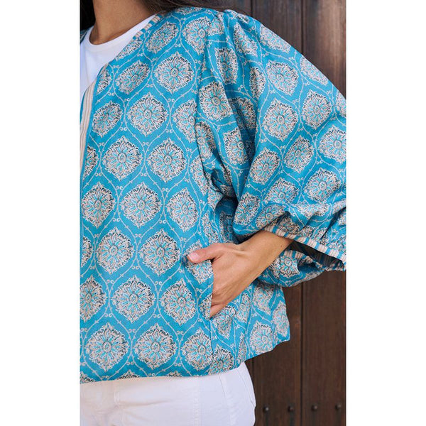 Luella Ladies Bari Jacket Printed Pattern - Denim Blue