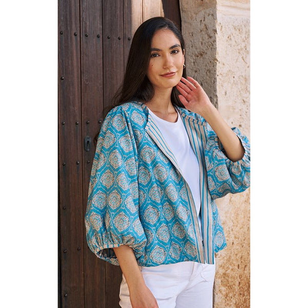Luella Ladies Bari Jacket Printed Pattern - Denim Blue