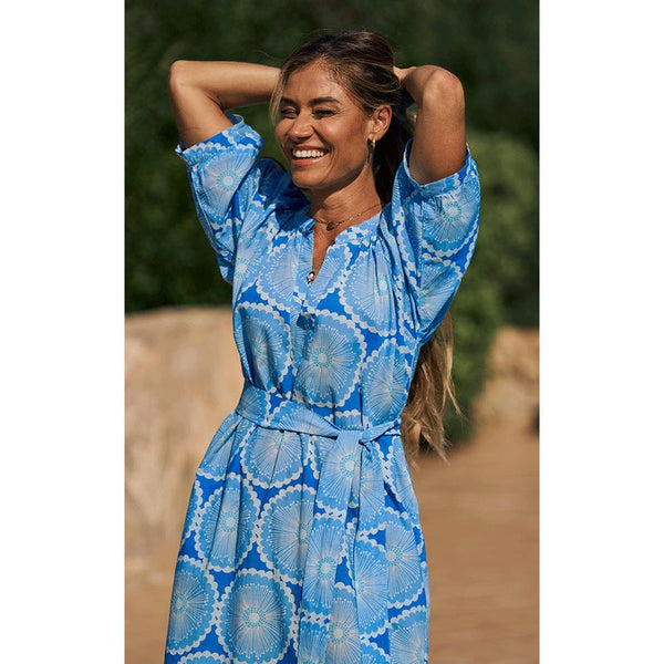 Luella Ladies Antibes Cotton Dress - Pattern Blue