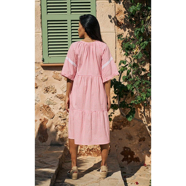 Luella Ladies Nimes Cotton Gingham Dress Printed Pattern - Pink