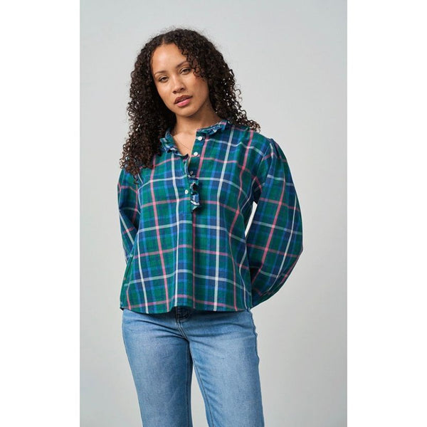 Luella Ladies Beauly Cotton Blouse Green/Pink Plaid