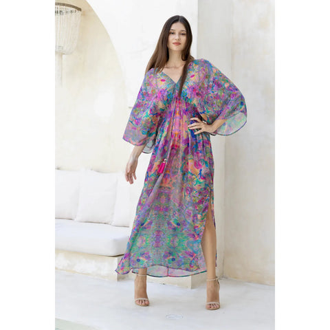 Sophia Alexia Ladies Capri Maxi Kimono Dress - Fantasia