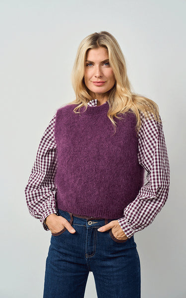 Luella ladies Melrose Mohair Blend Round Neck Tank Top In Plum