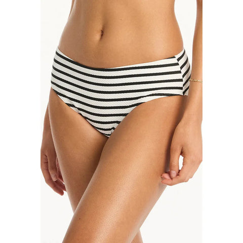 Sea Level Ladies Amalfi Mid Bikini Pant - Black Stripe