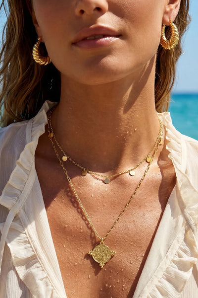 Ashiana Splash Flutter Gold Disc Necklace