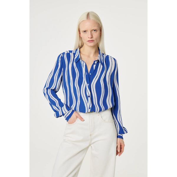 Fabienne Chapot Ladies Coco Blouse - Cosy White/Cobalt Blue