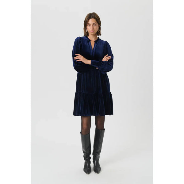 Part Two Ladies Viggase Velvet Dress - Peacoat Blue