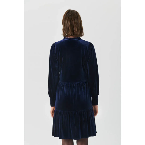 Part Two Ladies Viggase Velvet Dress - Peacoat Blue
