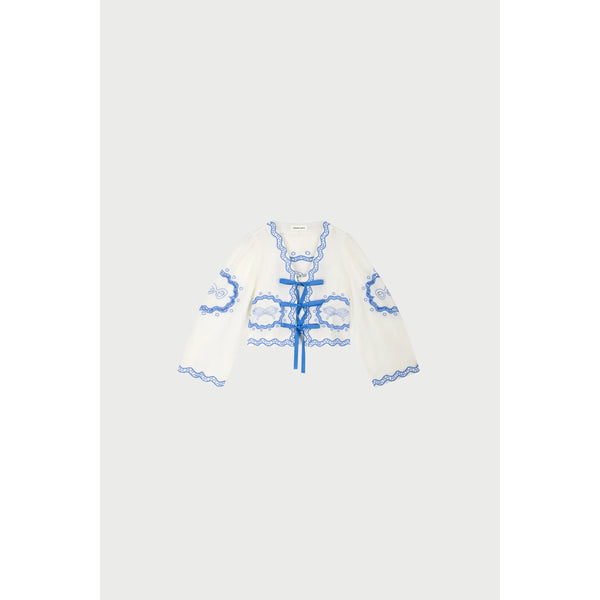 Fabienne Chapot Ladies Serviette Blouse - Cosy White/Blue