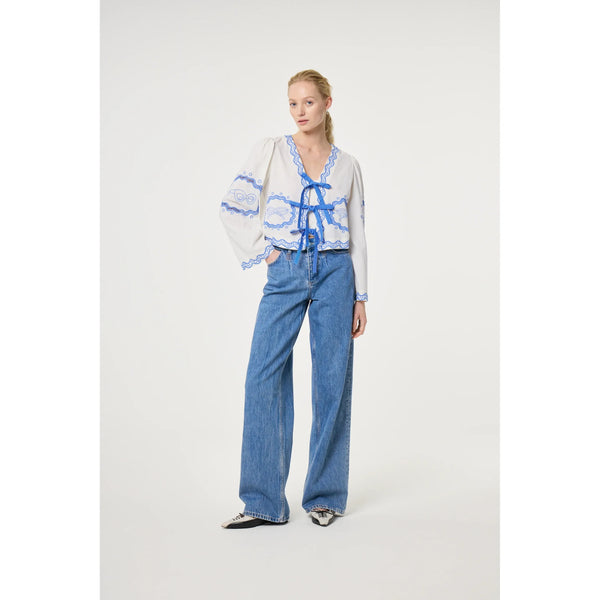 Fabienne Chapot Ladies Serviette Blouse - Cosy White/Blue