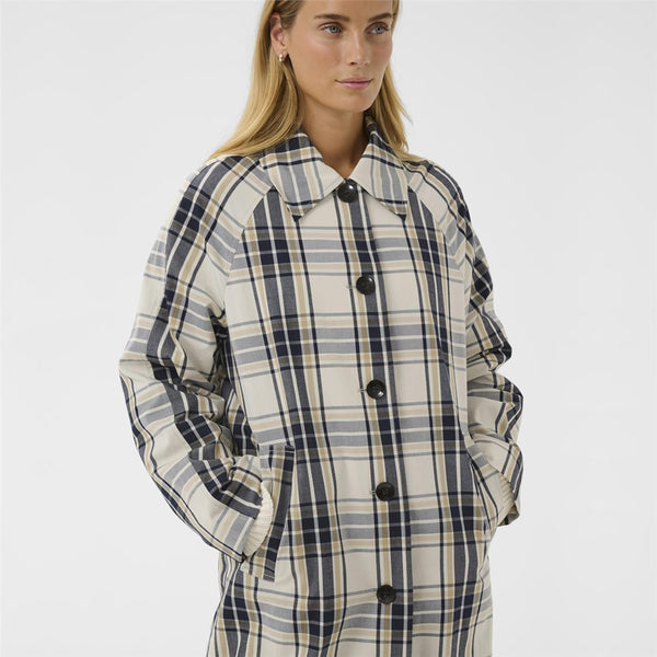 Part Two Ladies Yasha Coat - Dark Navy Check