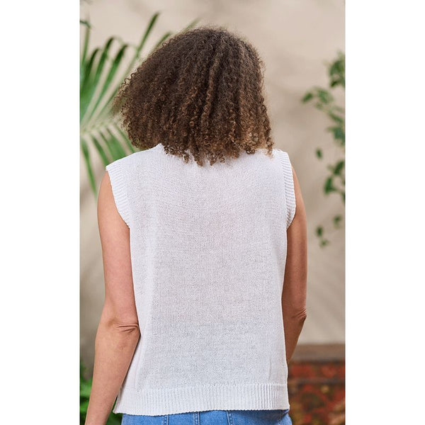 Luella Ladies Fowey Cable Knit Cotton Tank Top Ivory
