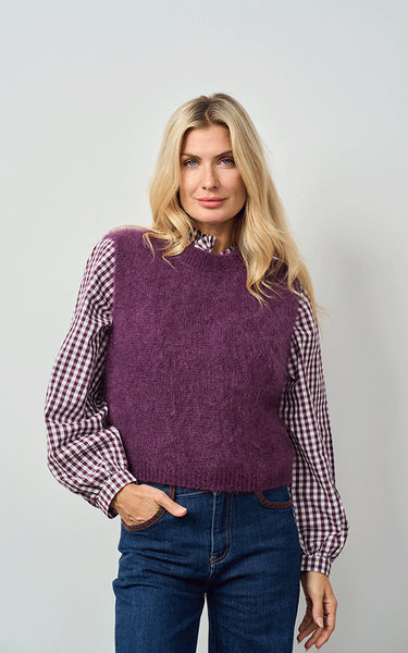 Luella ladies Melrose Mohair Blend Round Neck Tank Top In Plum