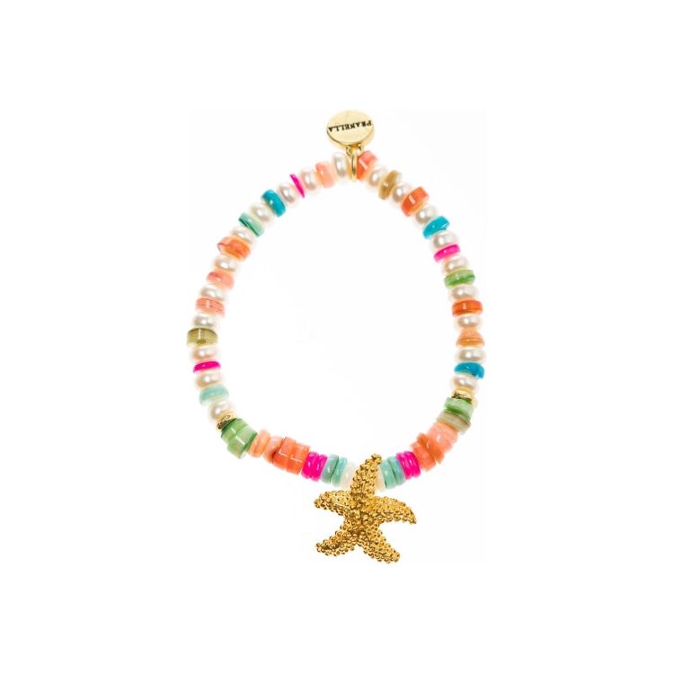 pearl and coloured beaded bracelet with large starfish charm 