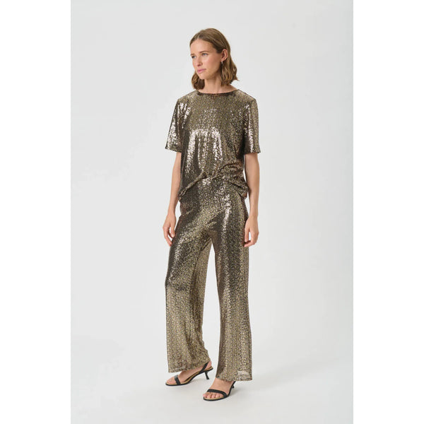 Part Two Ladies Green Tatianas Metal Sequins Mix Trousers