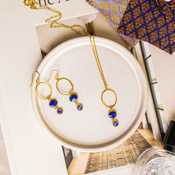 Ashiana London Ladies Cadiz Navy Gemstone Earrings