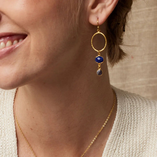 Ashiana London Ladies Cadiz Navy Gemstone Earrings