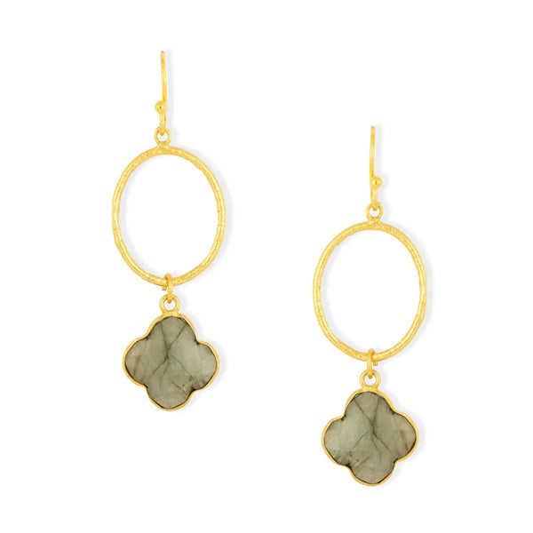 Ashiana London Clover Labradorite Hoop Earrings