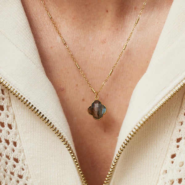 Ashiana London Ladies Clover Labradorite Necklace