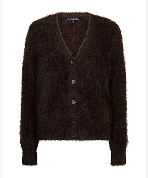 Red Button Ladies Sleeveless Fuzzy Cardigan - Espresso