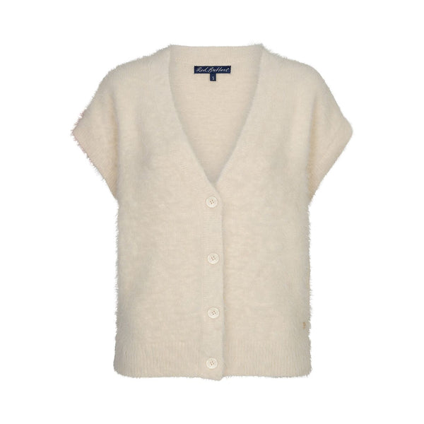 Red Button Ladies Sleeveless Fuzzy Cardigan